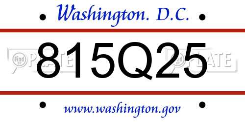 815Q25 District Of Columbia License Plate