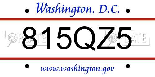 815QZ5 District Of Columbia License Plate