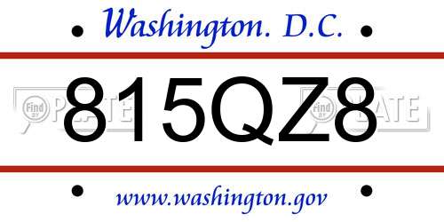 815QZ8 District Of Columbia License Plate