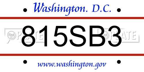 815SB3 District Of Columbia License Plate