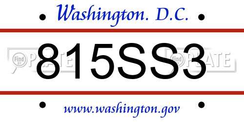 815SS3 District Of Columbia License Plate