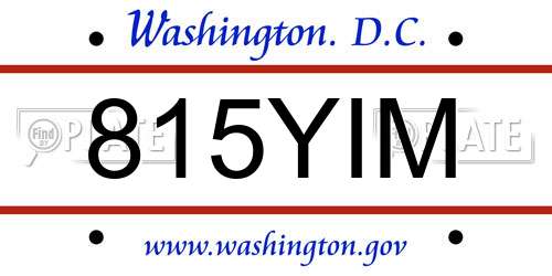 815YIM District Of Columbia License Plate