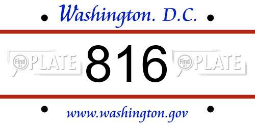 816 District Of Columbia License Plate