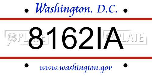 8162IA District Of Columbia License Plate