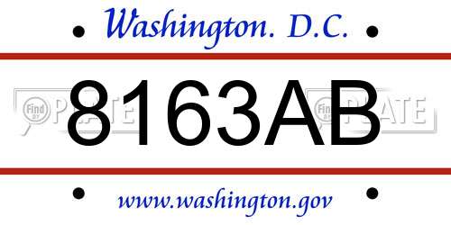 8163AB District Of Columbia License Plate