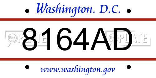 8164AD District Of Columbia License Plate