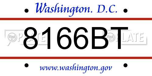 8166BT District Of Columbia License Plate