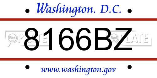 8166BZ District Of Columbia License Plate