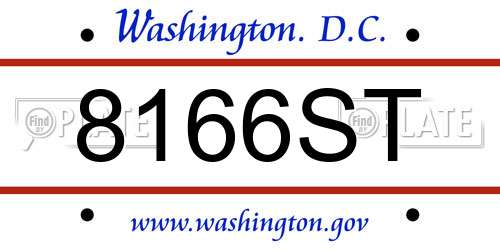 8166ST District Of Columbia License Plate