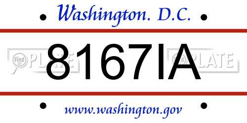 8167IA District Of Columbia License Plate