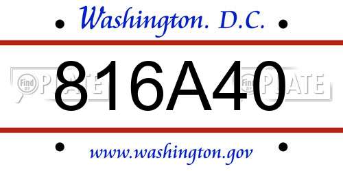 816A40 District Of Columbia License Plate