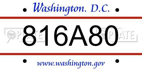 816A80 District Of Columbia License Plate
