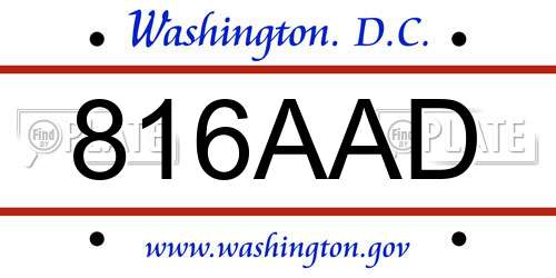 816AAD District Of Columbia License Plate