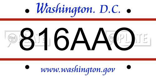 816AAO District Of Columbia License Plate