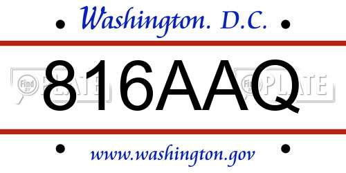 816AAQ District Of Columbia License Plate
