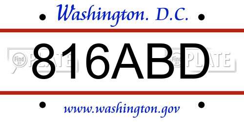 816ABD District Of Columbia License Plate