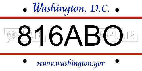 816ABO District Of Columbia License Plate