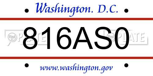 816AS0 District Of Columbia License Plate