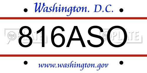 816ASO District Of Columbia License Plate
