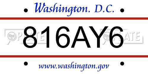 816AY6 District Of Columbia License Plate