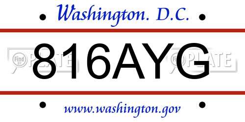816AYG District Of Columbia License Plate