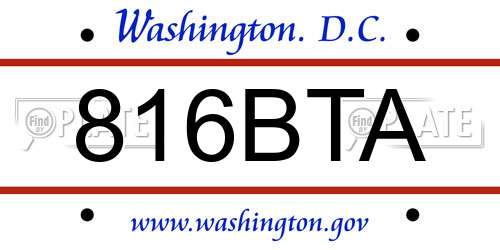 816BTA District Of Columbia License Plate