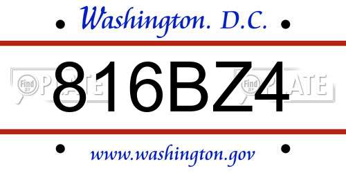 816BZ4 District Of Columbia License Plate