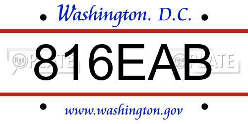816EAB District Of Columbia License Plate