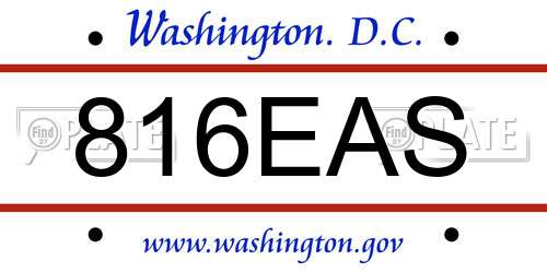 816EAS District Of Columbia License Plate