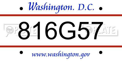 816G57 District Of Columbia License Plate