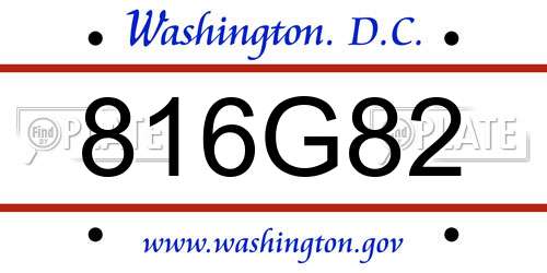816G82 District Of Columbia License Plate