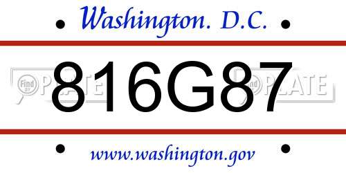 816G87 District Of Columbia License Plate