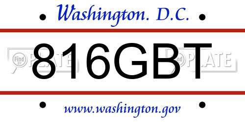 816GBT District Of Columbia License Plate