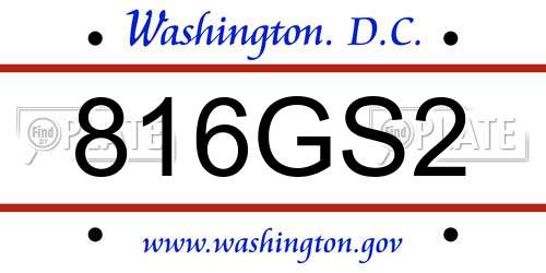 816GS2 District Of Columbia License Plate