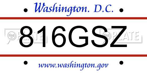 816GSZ District Of Columbia License Plate