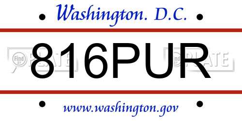 816PUR District Of Columbia License Plate