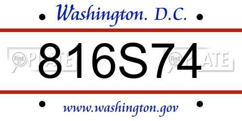 816S74 District Of Columbia License Plate