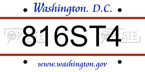 816ST4 District Of Columbia License Plate