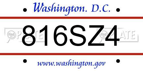 816SZ4 District Of Columbia License Plate