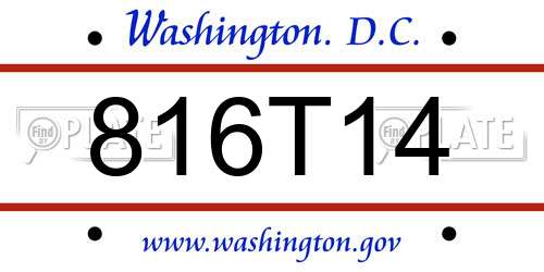 816T14 District Of Columbia License Plate