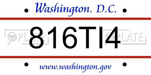 816TI4 District Of Columbia License Plate