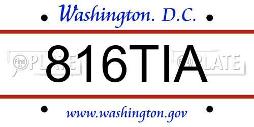 816TIA District Of Columbia License Plate