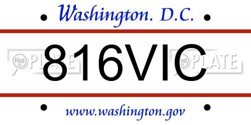 816VIC District Of Columbia License Plate