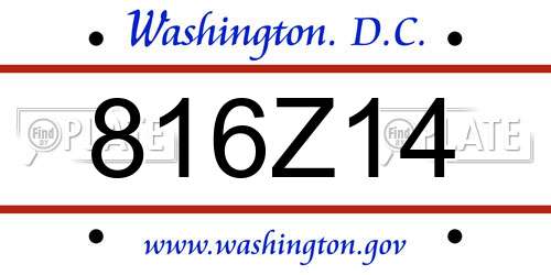 816Z14 District Of Columbia License Plate