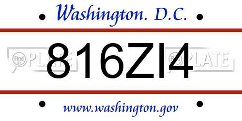 816ZI4 District Of Columbia License Plate