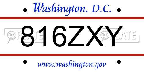 816ZXY District Of Columbia License Plate