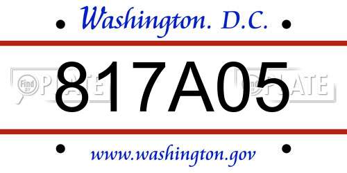 817A05 District Of Columbia License Plate