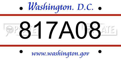 817A08 District Of Columbia License Plate