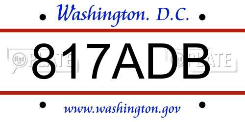 817ADB District Of Columbia License Plate