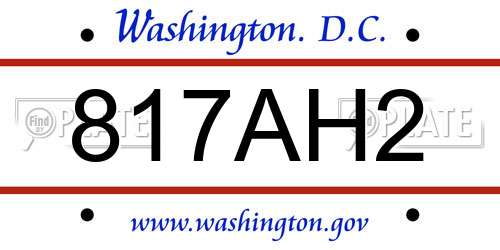 817AH2 District Of Columbia License Plate
